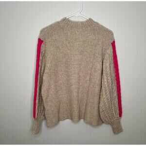 THML Cable Knit Sleeve High Neck Sweater - XS